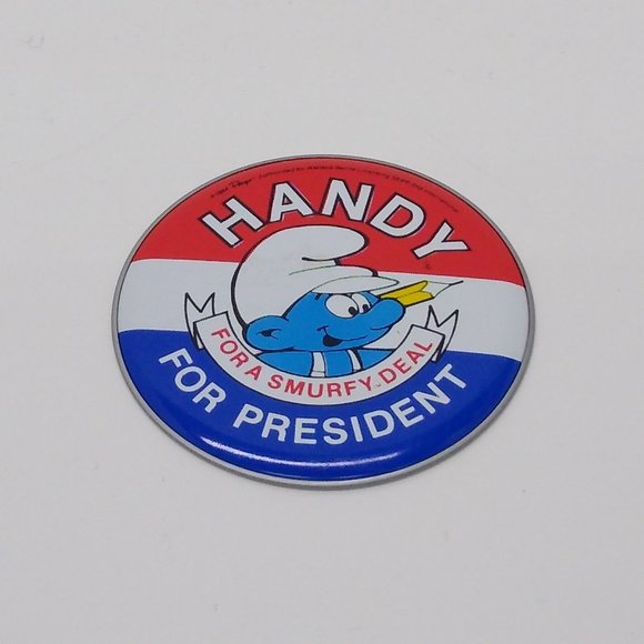 Smurf Campaign Buttons Smurfette Smurf & Handy Smurf 1984 Vintage - Picture 2 of 7